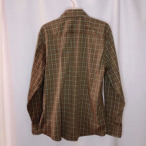 ⭐ Dockers Button Front Plaid Shirt Mens Regular Fit Long Sleeve Casual Brown Lrg - Picture 2 of 4